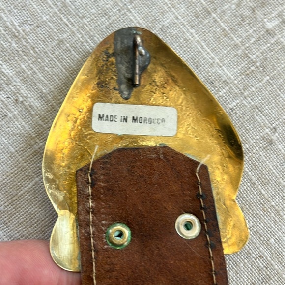 Leather and Brass ladies dress belt, preowned very good cond made in Morocco main image 6